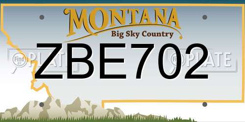 ZBE702 Montana License Plate