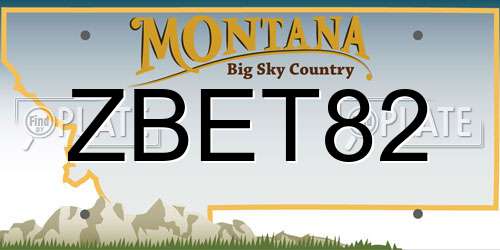 ZBET82 Montana License Plate