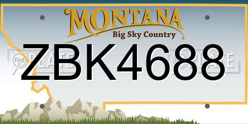 ZBK4688 Montana License Plate