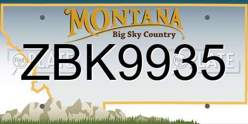 ZBK9935 Montana License Plate