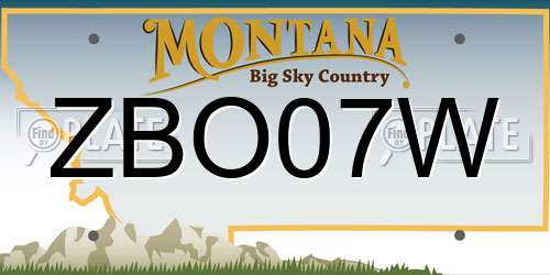 ZBO07W Montana License Plate
