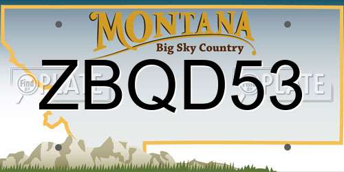 ZBQD53 Montana License Plate