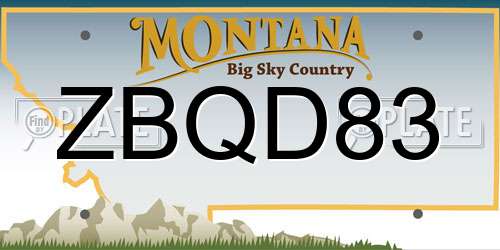ZBQD83 Montana License Plate