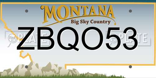 ZBQO53 Montana License Plate