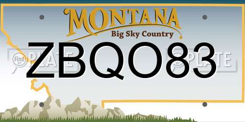 ZBQO83 Montana License Plate