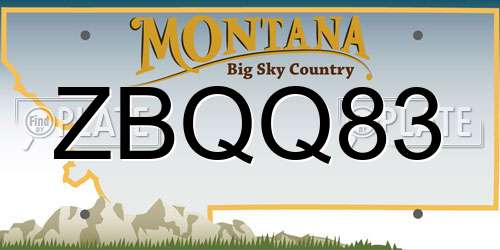 ZBQQ83 Montana License Plate