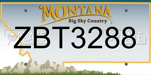 ZBT3288 Montana License Plate