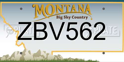 ZBV562 Montana License Plate