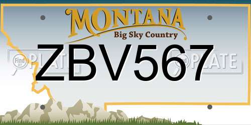 ZBV567 Montana License Plate