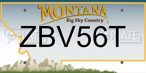 ZBV56T Montana License Plate