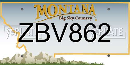 ZBV862 Montana License Plate