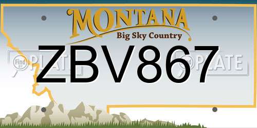 ZBV867 Montana License Plate