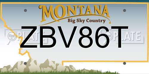 ZBV86T Montana License Plate