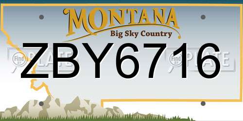 ZBY6716 Montana License Plate