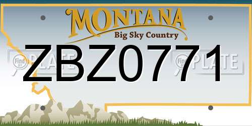 ZBZ0771 Montana License Plate
