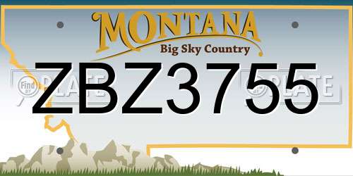 ZBZ3755 Montana License Plate