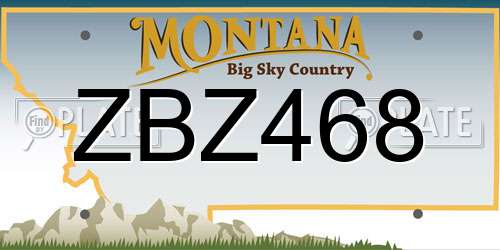 ZBZ468 Montana License Plate