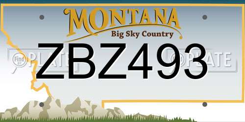 ZBZ493 Montana License Plate