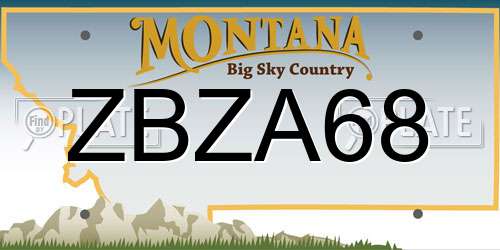 ZBZA68 Montana License Plate