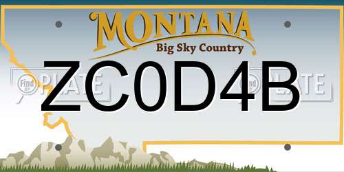 ZC0D4B Montana License Plate