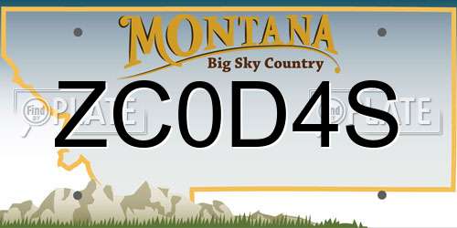 ZC0D4S Montana License Plate