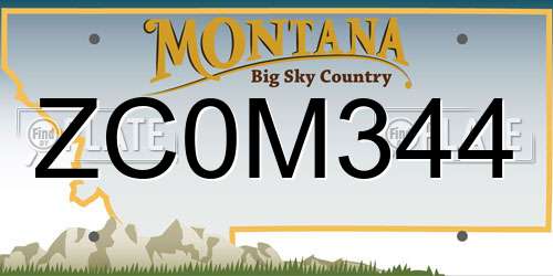 ZC0M344 Montana License Plate