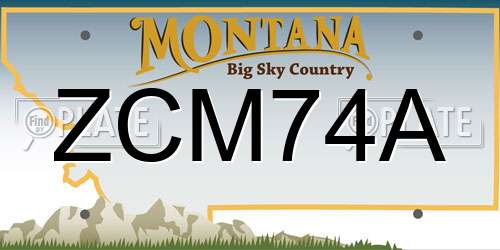 ZCM74A Montana License Plate