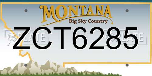 ZCT6285 Montana License Plate