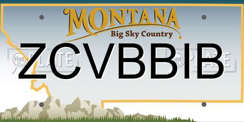 ZCVBBIB Montana License Plate