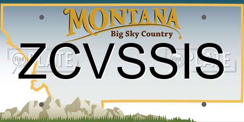 ZCVSSIS Montana License Plate