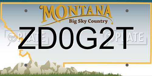 ZD0G2T Montana License Plate