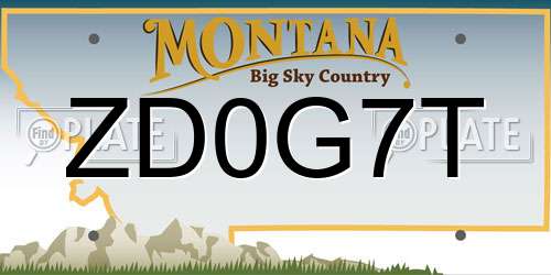 ZD0G7T Montana License Plate