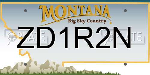 ZD1R2N Montana License Plate