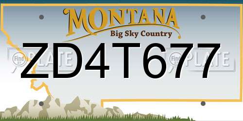 ZD4T677 Montana License Plate