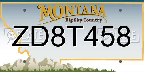 ZD8T458 Montana License Plate