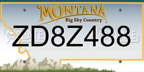ZD8Z488 Montana License Plate