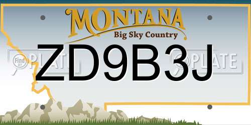 ZD9B3J Montana License Plate