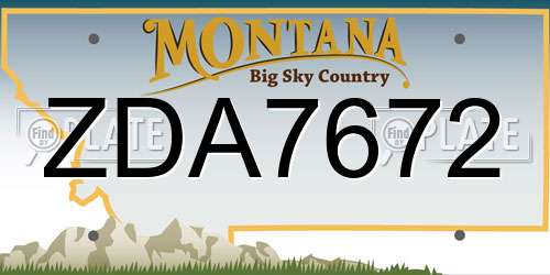 ZDA7672 Montana License Plate