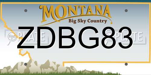 ZDBG83 Montana License Plate