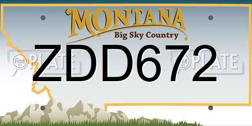 ZDD672 Montana License Plate