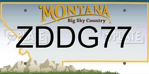 ZDDG77 Montana License Plate