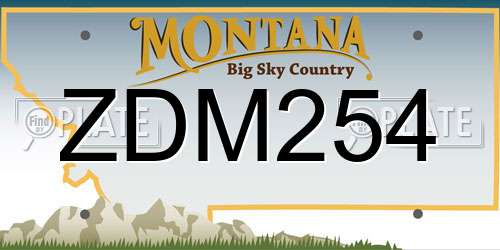 ZDM254 Montana License Plate