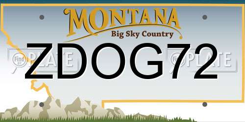 ZDOG72 Montana License Plate