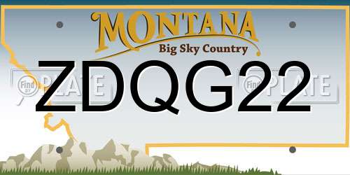ZDQG22 Montana License Plate