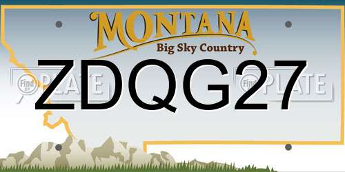 ZDQG27 Montana License Plate