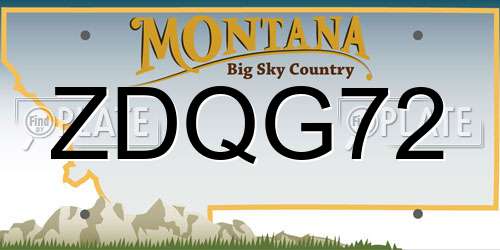 ZDQG72 Montana License Plate