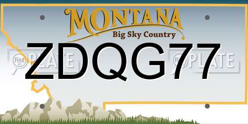 ZDQG77 Montana License Plate