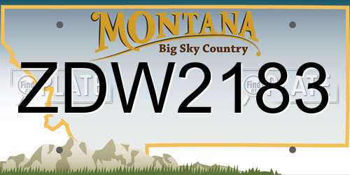 ZDW2183 Montana License Plate