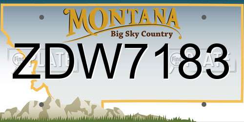 ZDW7183 Montana License Plate