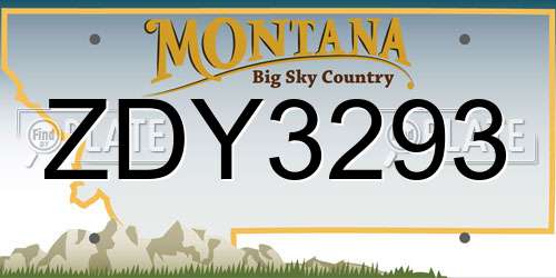ZDY3293 Montana License Plate